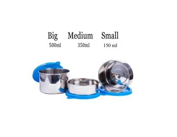 Zion Stainless Steel 3 Container Lunch Box, Blue - Image 4