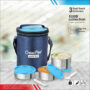 Euro Stainless Steel Lunch Box with 3 Containers, Blue