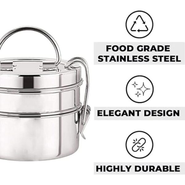 Klassic Double Decker Stainless Steel Lunch Box - Image 4