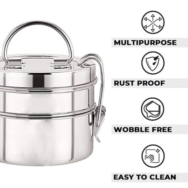Klassic Double Decker Stainless Steel Lunch Box - Image 3