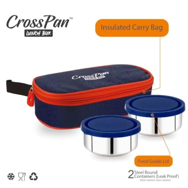 Orra Freshmeal Stainless Steel Lunch Box 2 Container with Sleek Water Bottle, Blue - Image 2