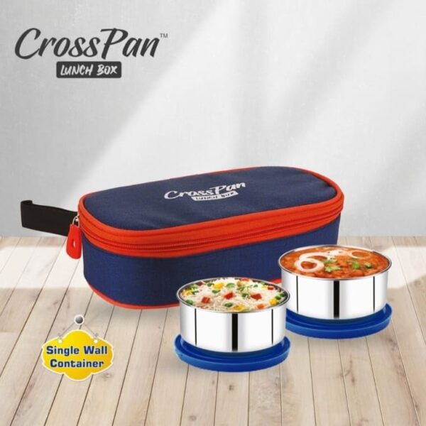 Orra Freshmeal Stainless Steel Lunch Box 2 Container with Sleek Water Bottle, Blue - Image 4