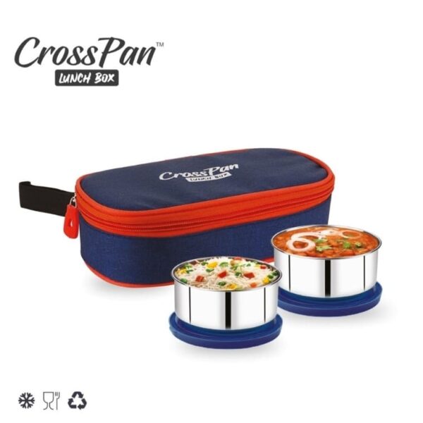 Orra Freshmeal Stainless Steel Lunch Box 2 Container with Sleek Water Bottle, Blue - Image 3