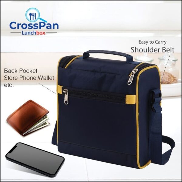 Signature Executive Stainless Steel 4 Container Lunch Box with Stainless Steel Water Bottle, Blue - Image 3