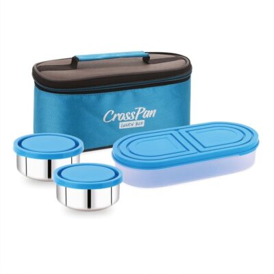 Zenith Double Decker Stainless Steel Lunch Box, Blue