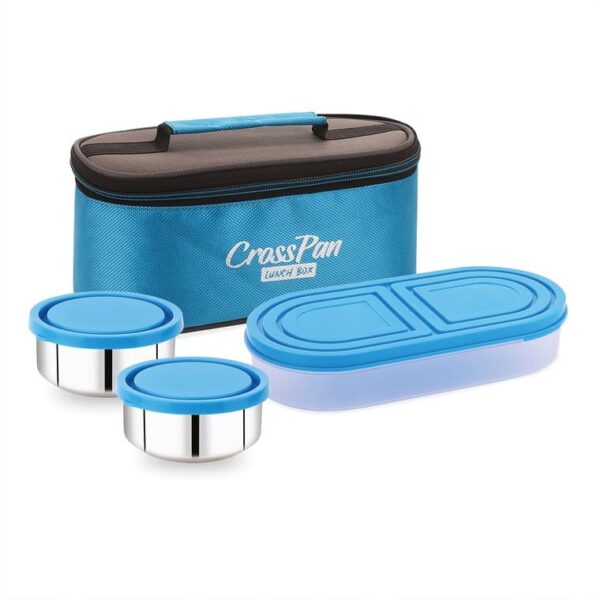 Zenith Double Decker Stainless Steel Lunch Box, Blue