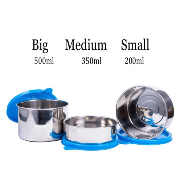 Zion Plus Stainless Steel 3 Container Lunch Box with Stainless Steel Tumbler, Blue - Image 4
