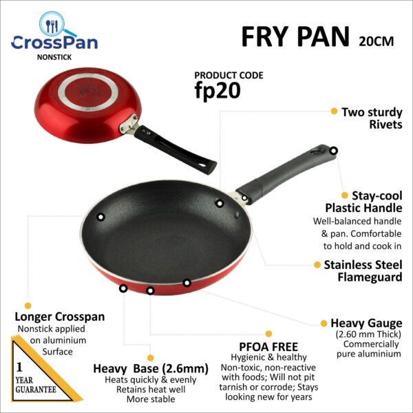NonStick Mini Fry Pan /Frying Pan 20cm Diameter, Red - Image 2