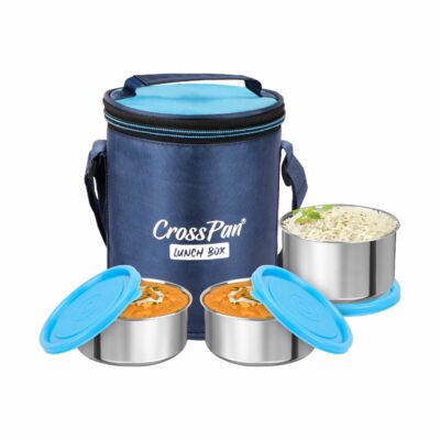 Euro Pro Stainless Steel Lunch Box with 3 Containers, Blue
