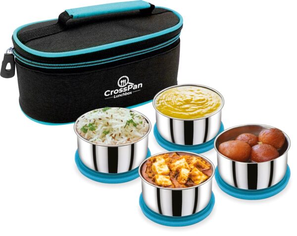 Smart Stainless Steel 4 Container Lunch Box, Blue