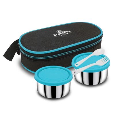 Freshmeal Stainless Steel 2 Container Lunch Box, Blue