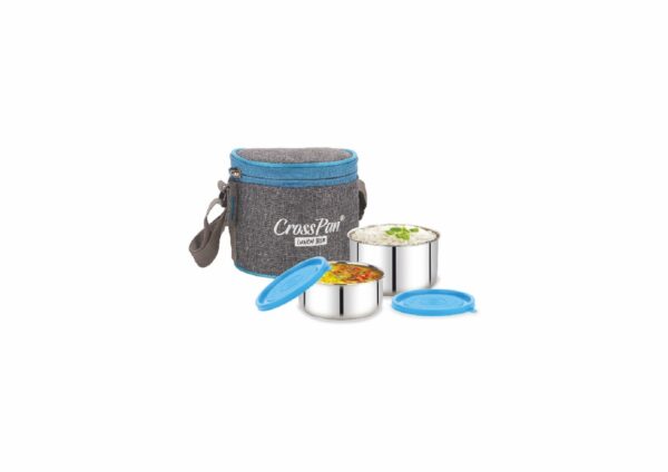 Zion Ultra Stainless Steel 2 Container Lunch Box, Blue - Image 2