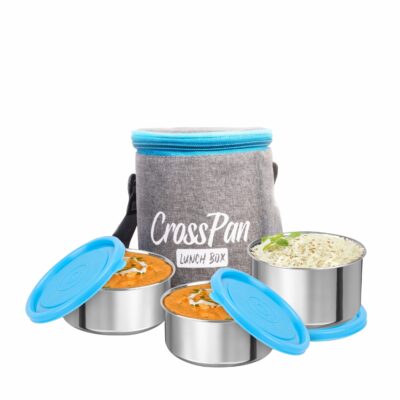Zion Pro Stainless Steel 3 Container Lunch Box, Blue