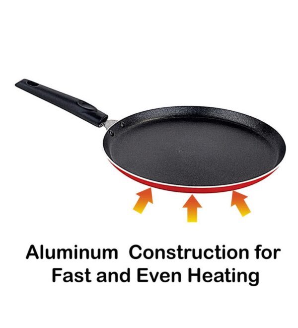 NonStick Dosa Tawa 28 cm Diameter, Red - Image 3