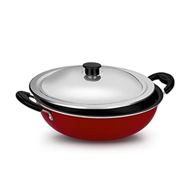 NonStick Kadai 1.5 L capacity, 20 cm Diameter with Stainless Steel Lid