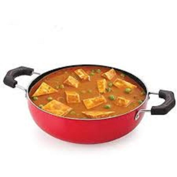 NonStick Kadai 1.5 L capacity, 20 cm Diameter, Red - Image 3