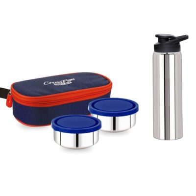 Orra Freshmeal Stainless Steel Lunch Box 2 Container with Sports Water Bottle, Blue