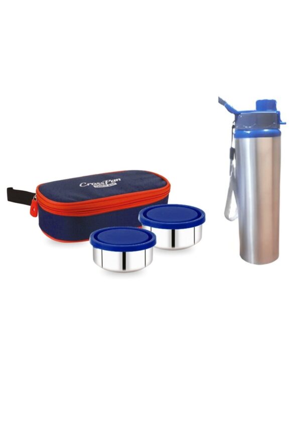 Orra Freshmeal Stainless Steel Lunch Box 2 Container with Sleek Water Bottle, Blue