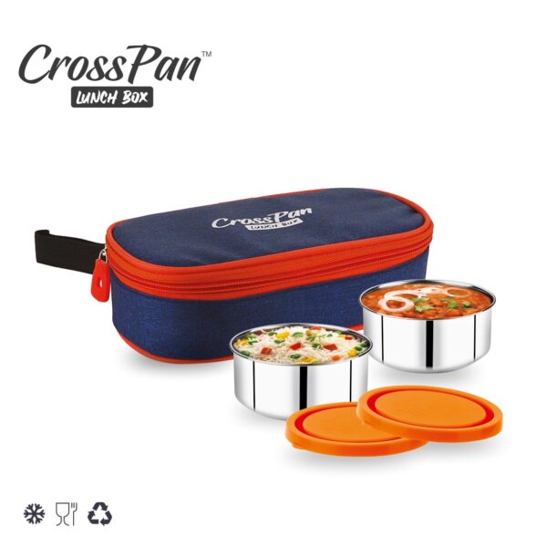 Orra Freshmeal Stainless Steel Lunch Box 2 Container with Steel Water Bottle, Orange - Image 3