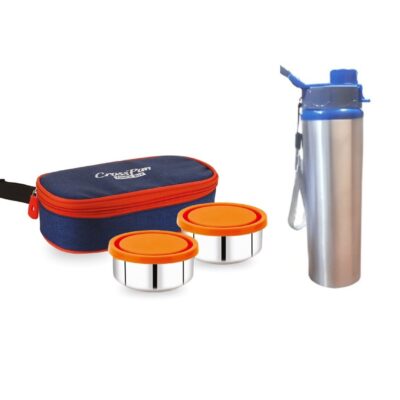 Orra Freshmeal Stainless Steel Lunch Box 2 Container with Sleek Water Bottle, Orange