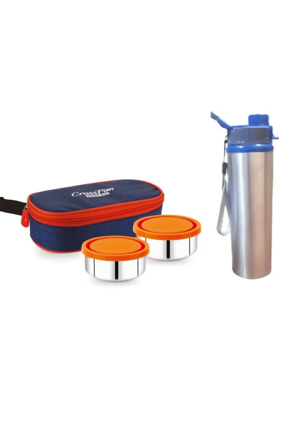 Orra Freshmeal Stainless Steel Lunch Box 2 Container with Sleek Water Bottle, Orange