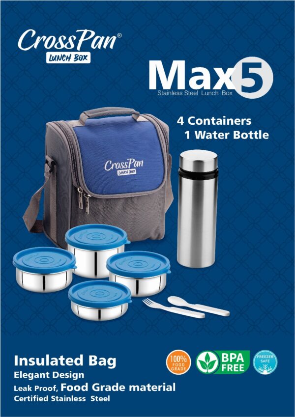 Max5 Executive 4 Container Lunch Box with Water Bottle - Image 3