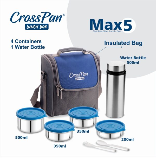 Max5 Executive 4 Container Lunch Box with Water Bottle - Image 2