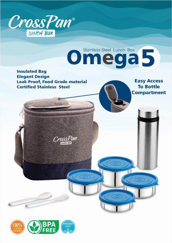 Omega5 Executive 4 Container Lunch Box with Water Bottle - Image 3