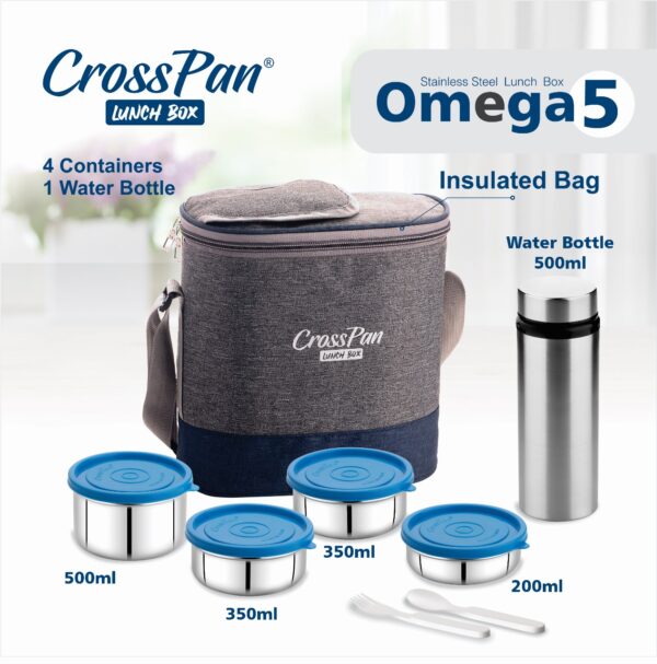 Omega5 Executive 4 Container Lunch Box with Water Bottle - Image 2
