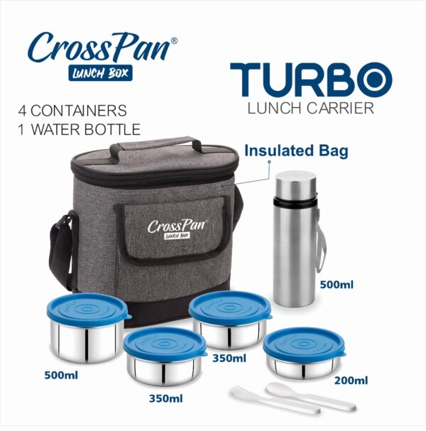 Turbo5 Executive 4 Container Lunch Box with Water Bottle - Image 3
